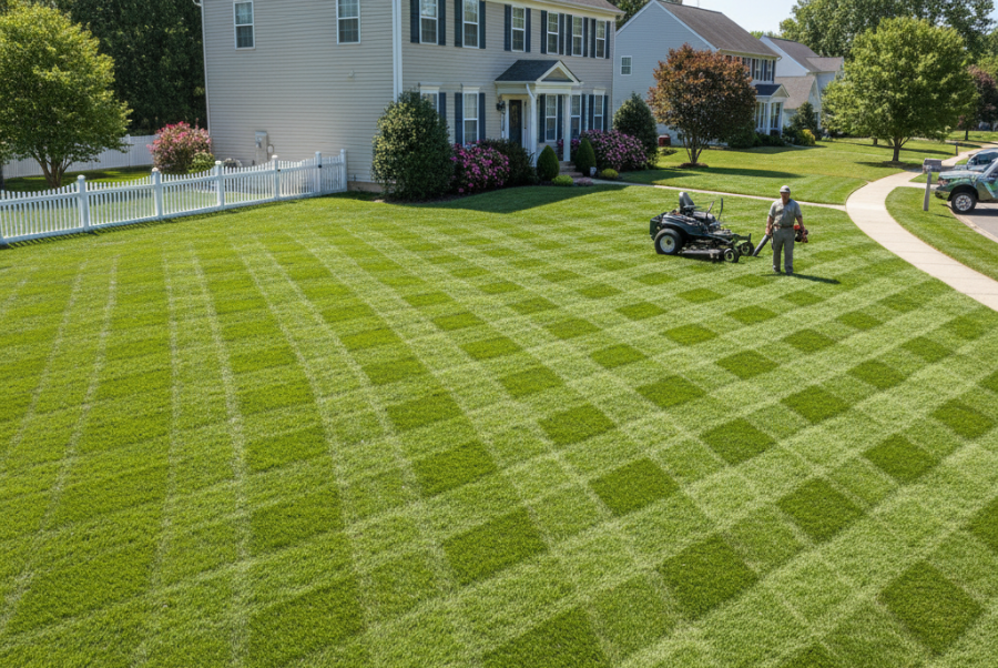 Diagonal diamond mowing pattern on Coventry RI property