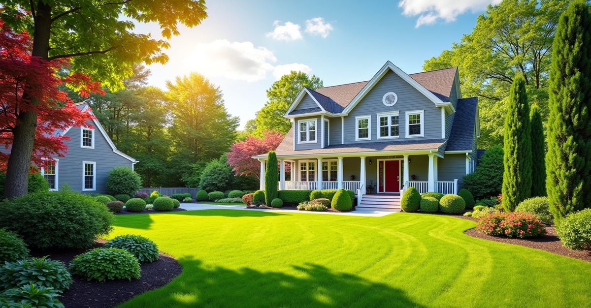 Coventry RI best lawn mowing methods with healthy green grass and professional landscaping