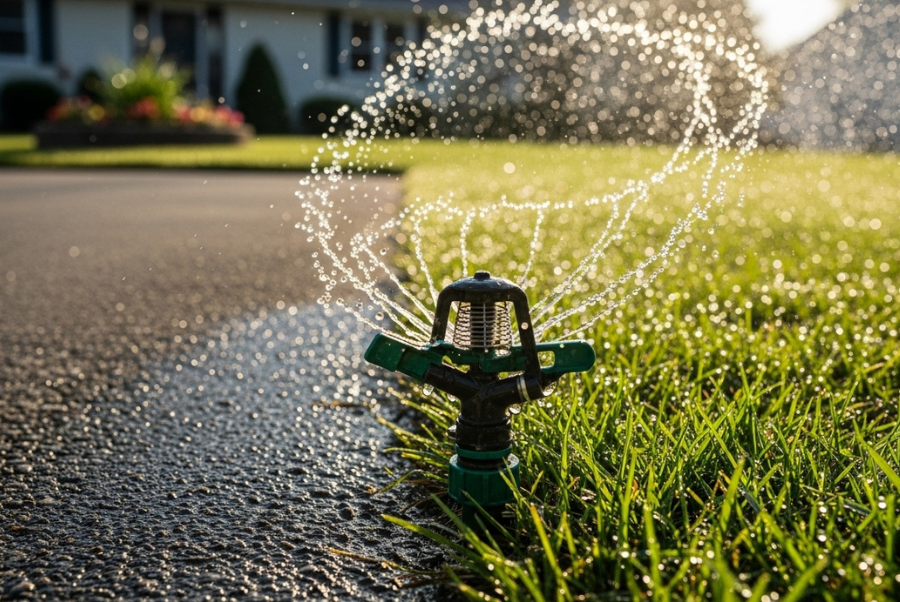 Inefficient irrigation landscaping causing water waste in Coventry RI