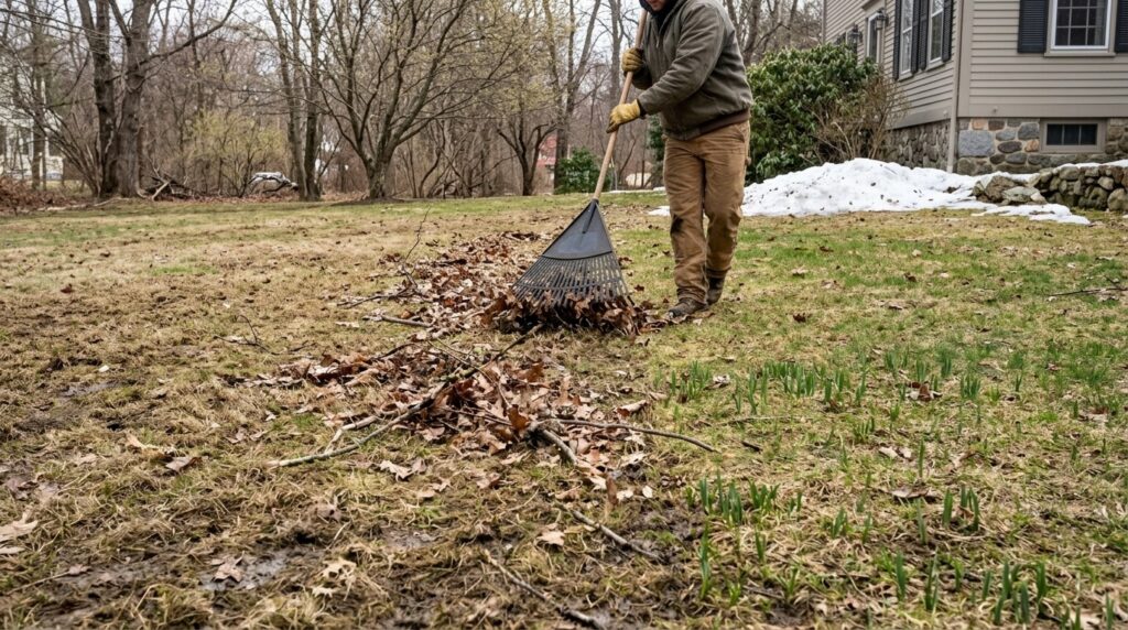 spring lawn cleanup