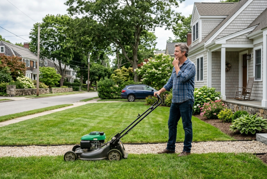 Is Professional Lawn Mowing Worth It? 1 Homeowner considering whether professional lawn mowing is worth the investment