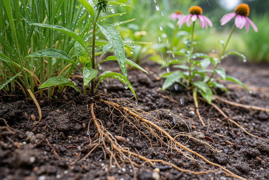 native rain garden plants Coventry RI healthy soil growth
