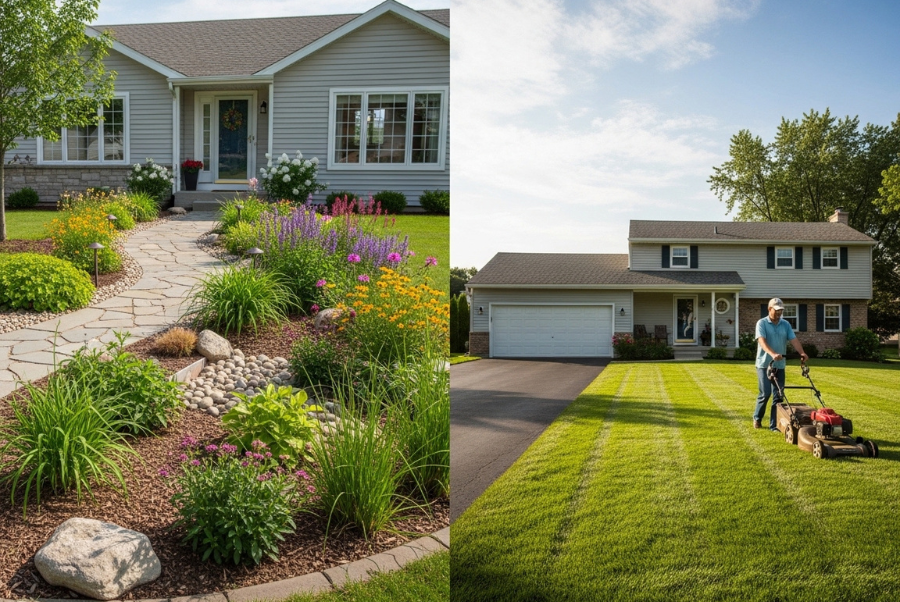 low maintenance sustainable landscaping Coventry RI rain garden