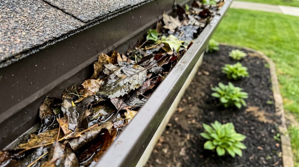 Fall gutter cleaning and yard maintenance service