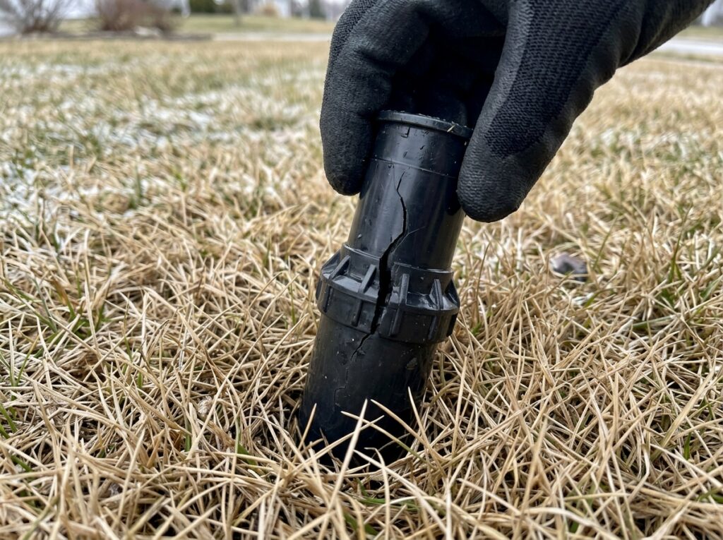 Look for broken heads, cracked pipes, and areas where frost may have damaged components. Spring cleanup
