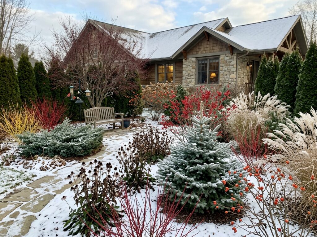 Year-Round Flower Beds: Stunning Seasonal Color for Your Rhode Island Landscape 4 Winter plants provide strong shapes 202608061420