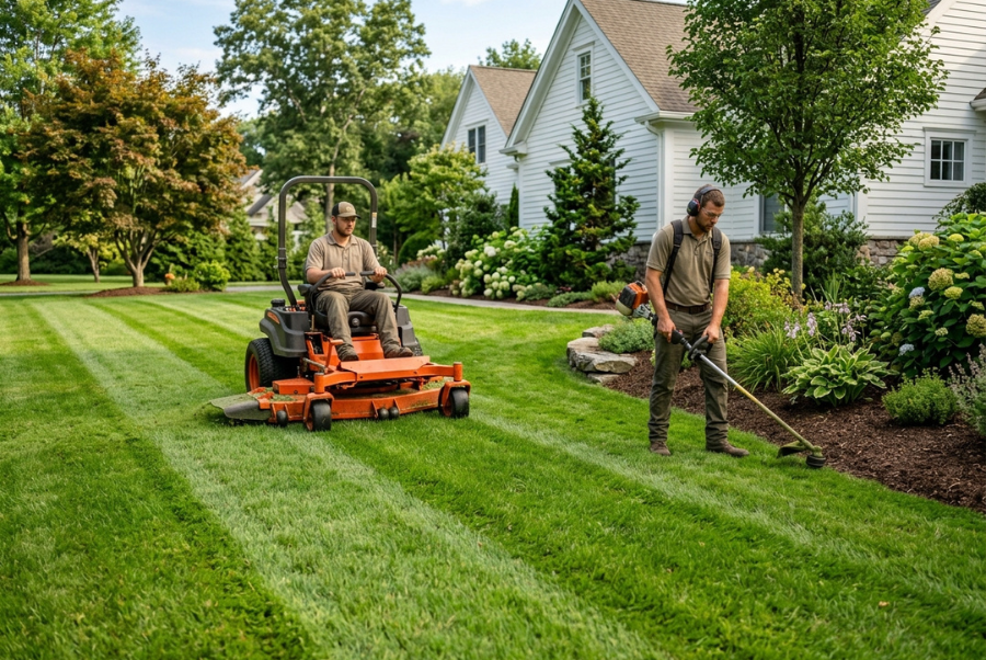 Professional lawn mowing and trimming service